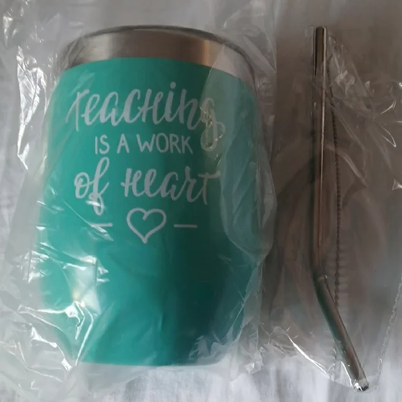 Teal Insulated Tumbler with Straw - Picture 3 of 6
